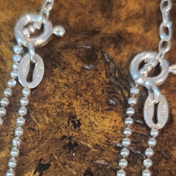 925 Sterling Silver Ball chain 4 bracelets w/ movable charms - Picture 5 of 8